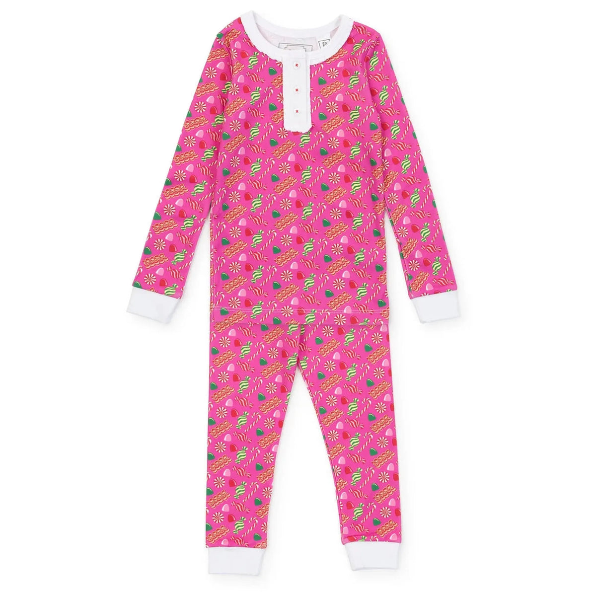 PRE ORDER Alden Girls' Pima Cotton Pajama Pant Set - Christmas Candy Pink