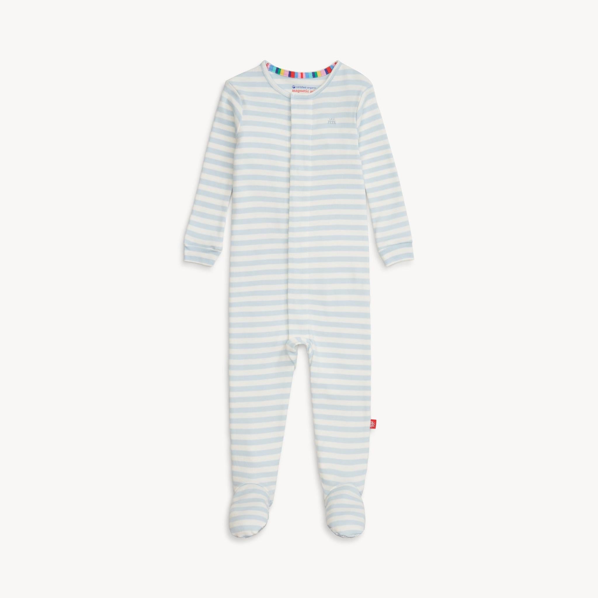 Blue Stripe Organic Cotton Footie