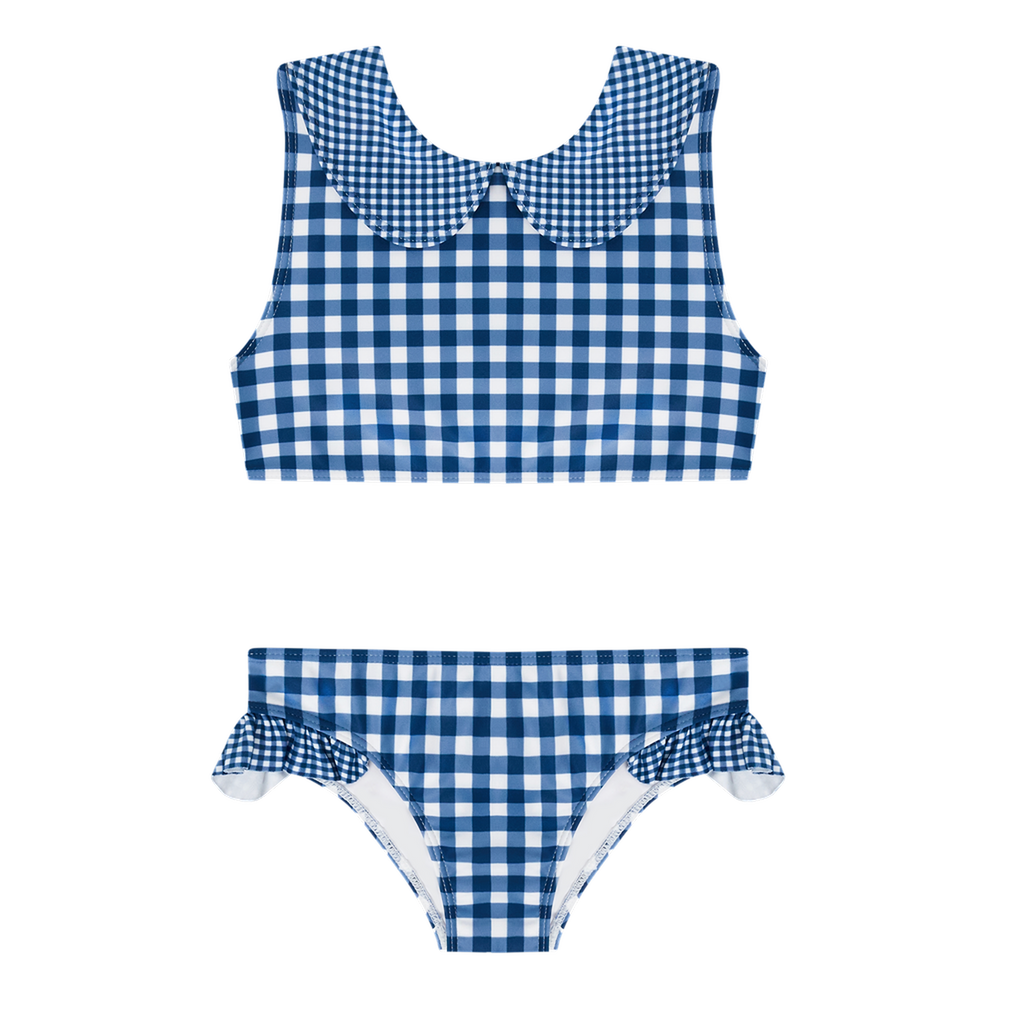 girls navy picnic gingham sailor bikini