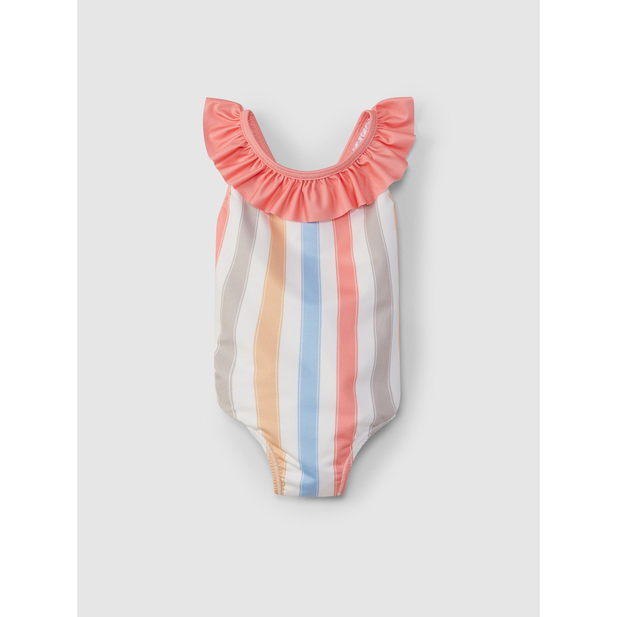 Striped swimsuit with ruffle