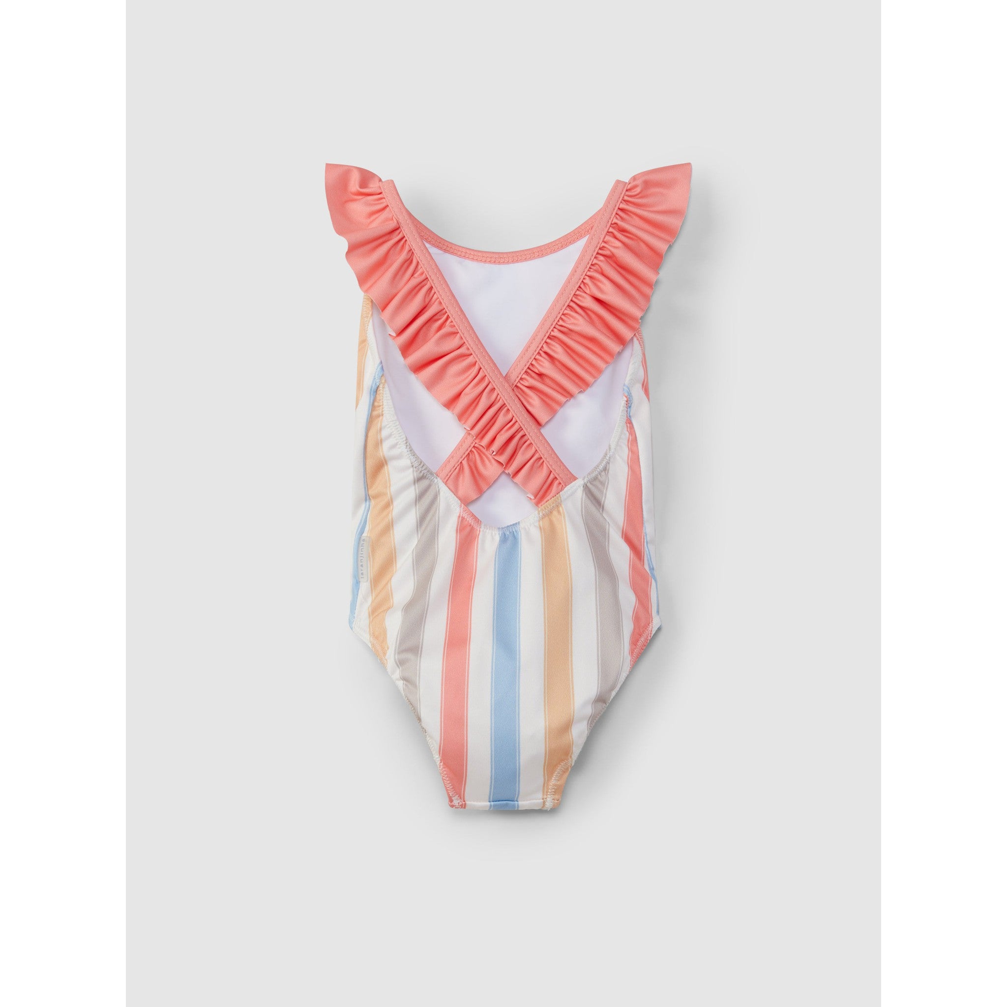 Striped swimsuit with ruffle