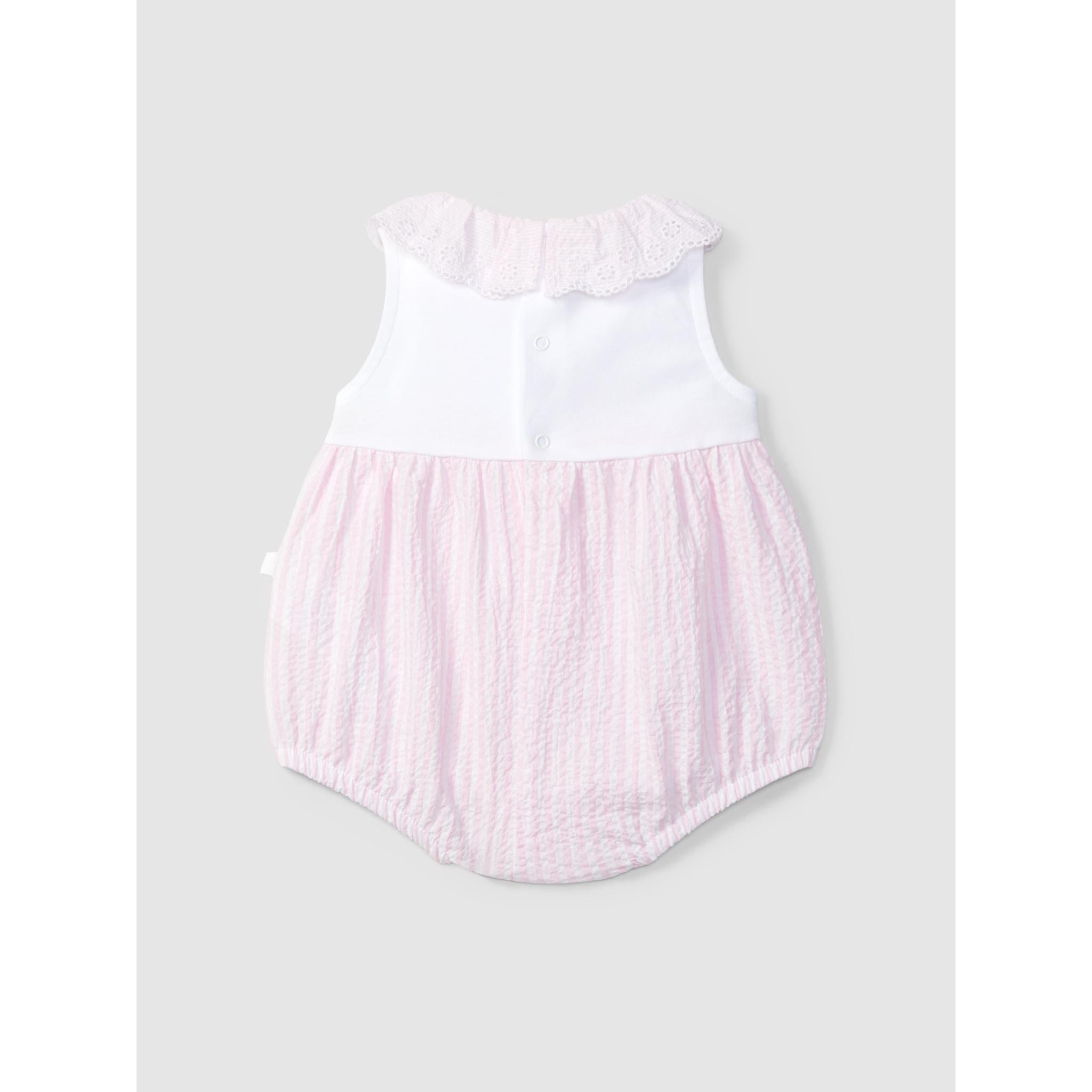 Shortie striped seersucker with embroidered collar