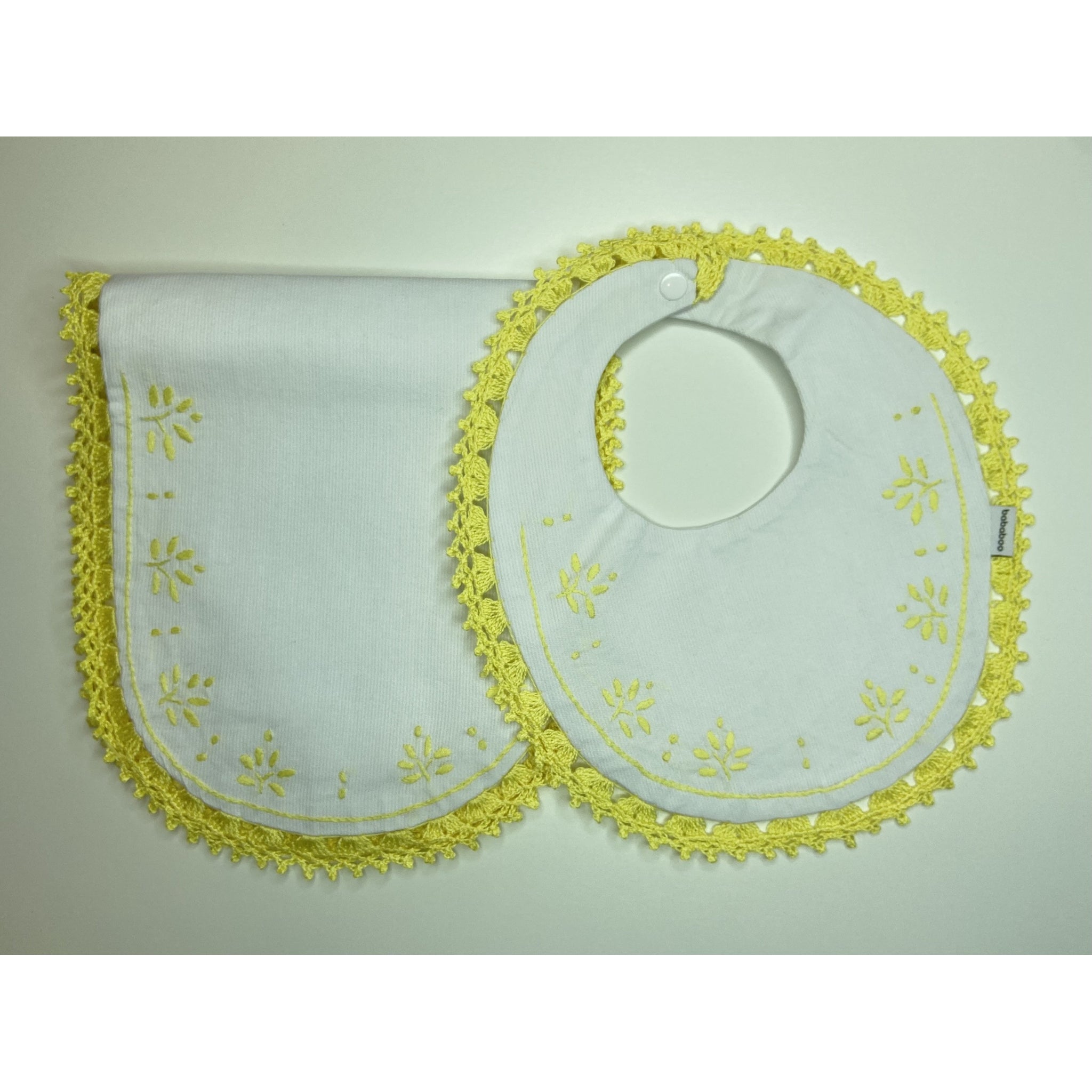 Hand Embroidered Burp & Bib Set