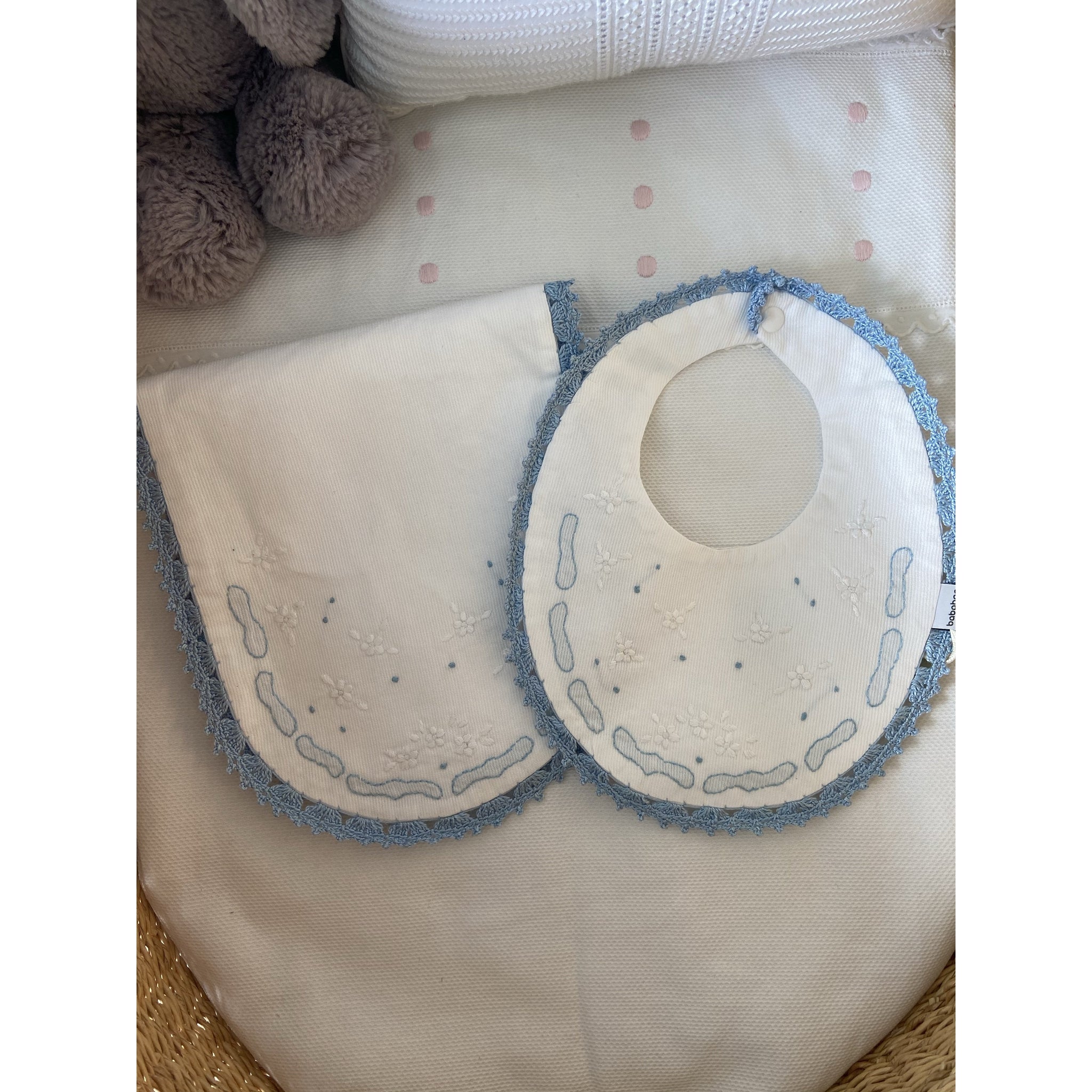 Hand Embroidered Burp & Bib Set