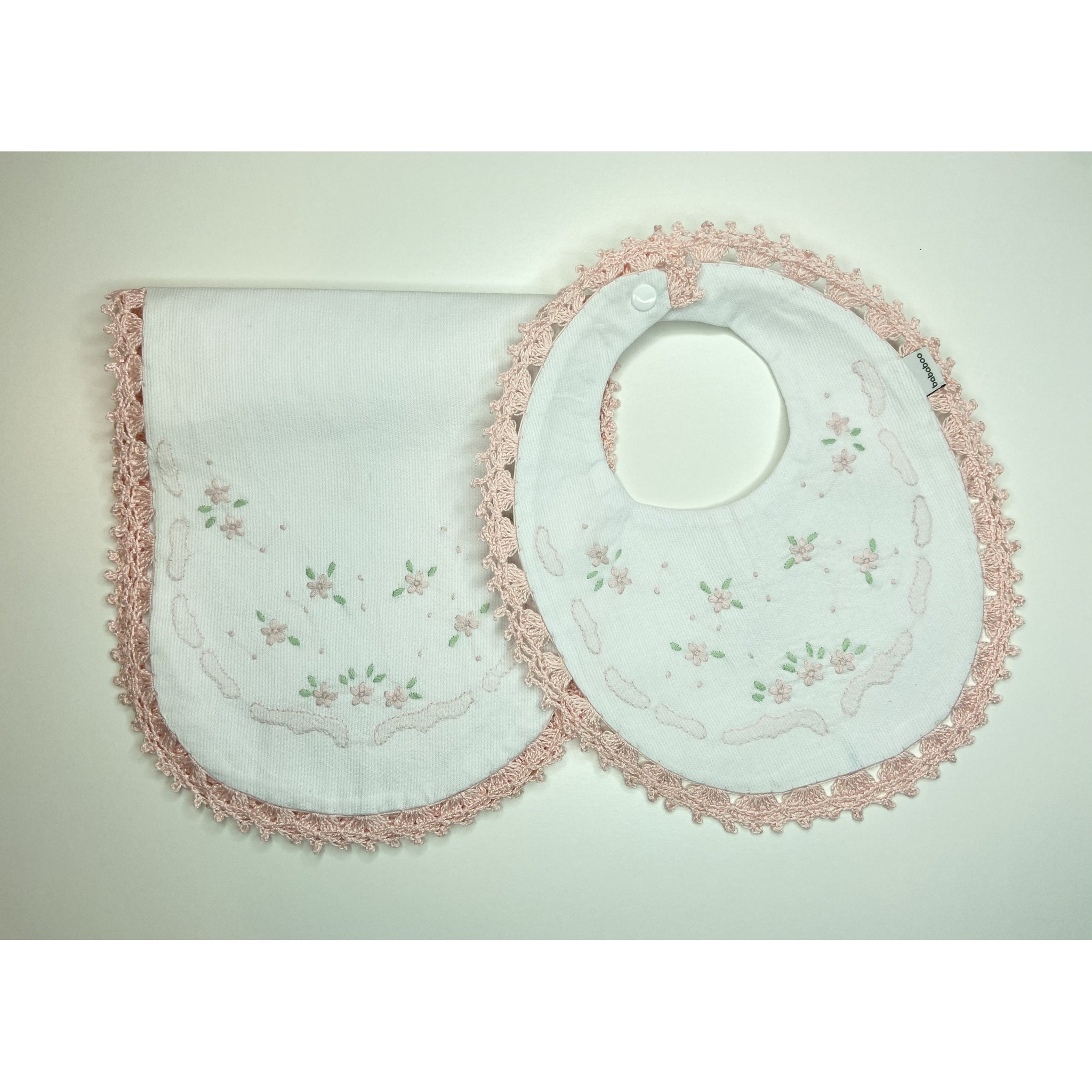 Hand Embroidered Burp & Bib Set