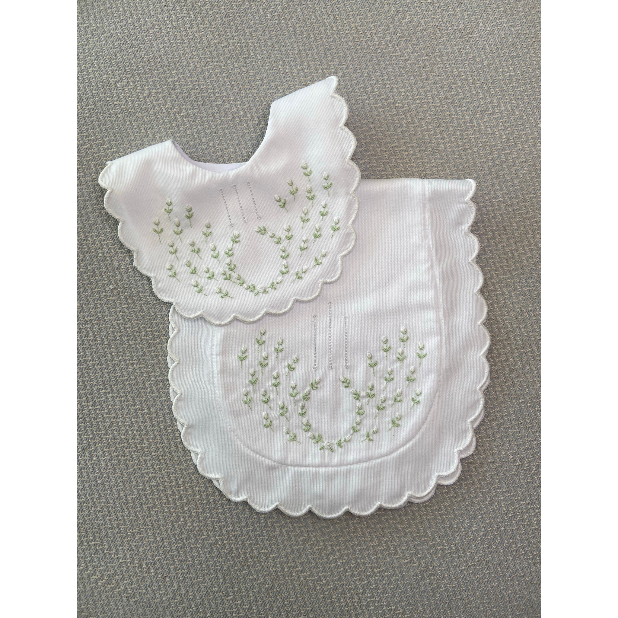 Hand Embroidered Burp + Bib Set