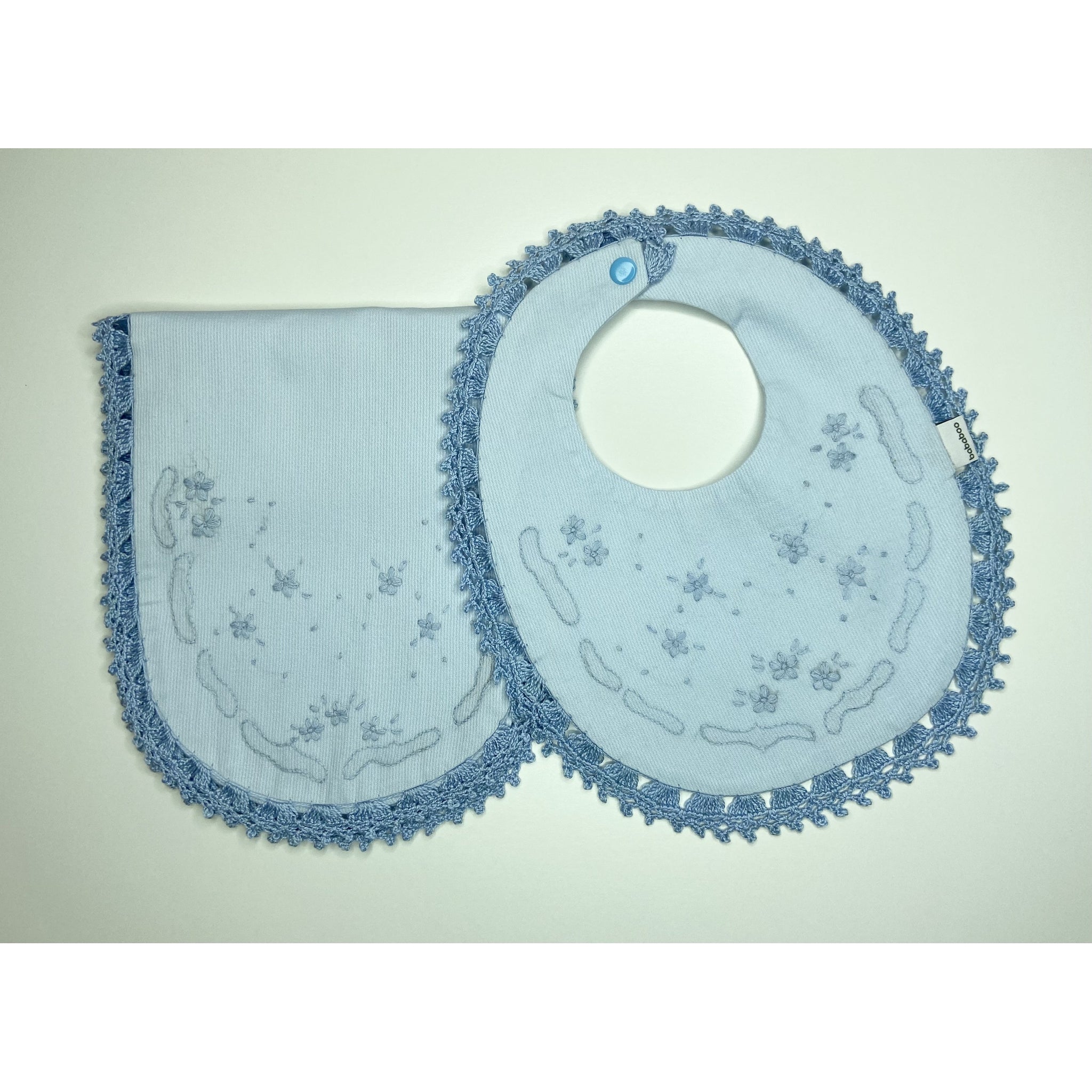 Hand Embroidered Burp & Bib Set