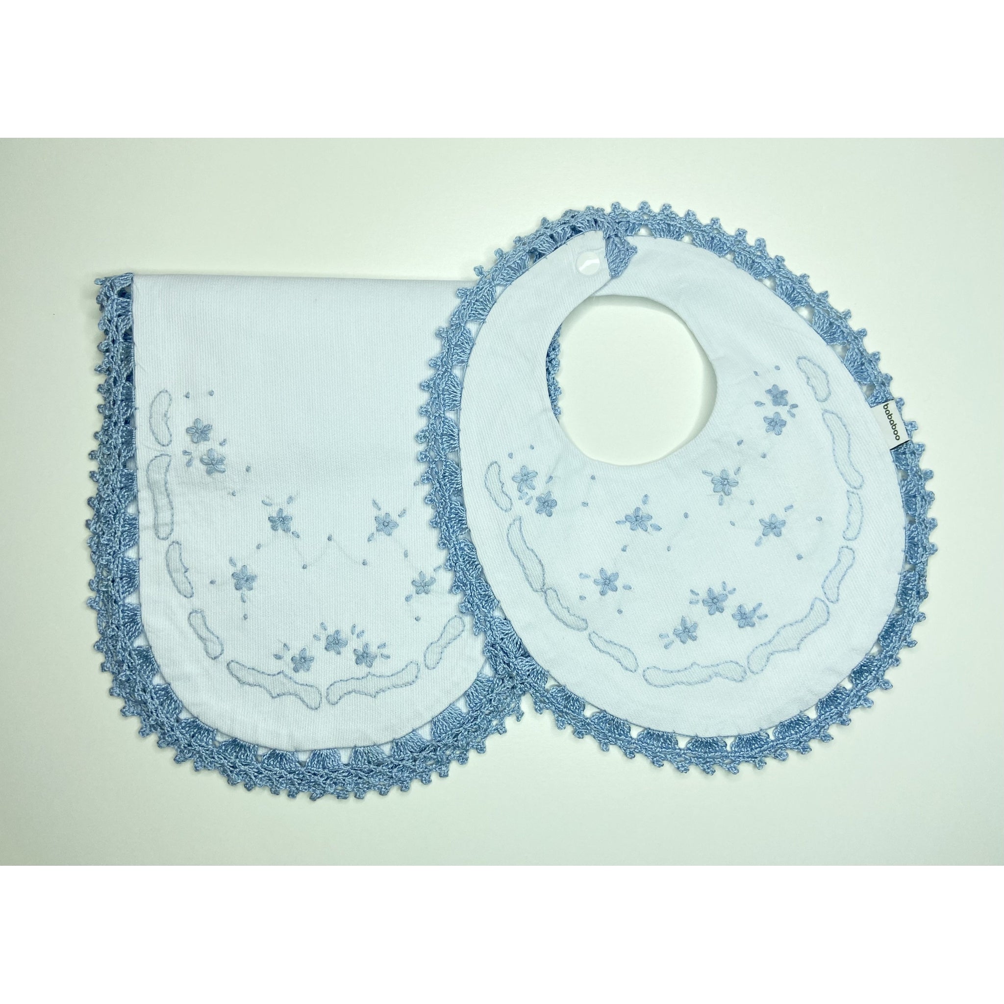 Hand Embroidered Burp & Bib Set