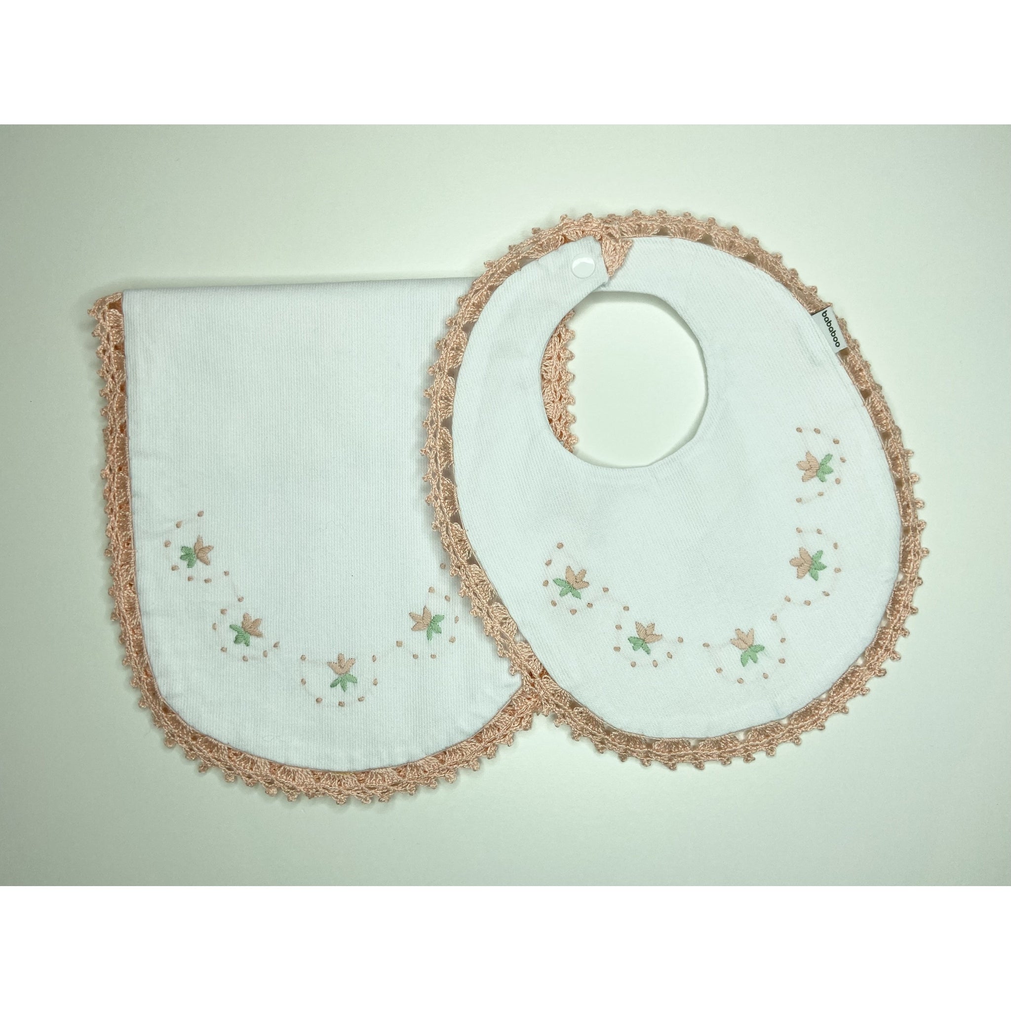 Hand Embroidered Burp & Bib Set