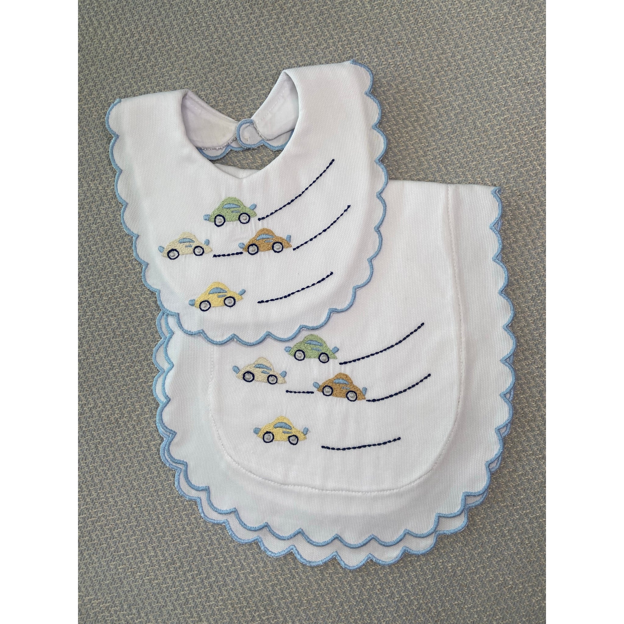 Hand Embroidered Burp + Bib Set