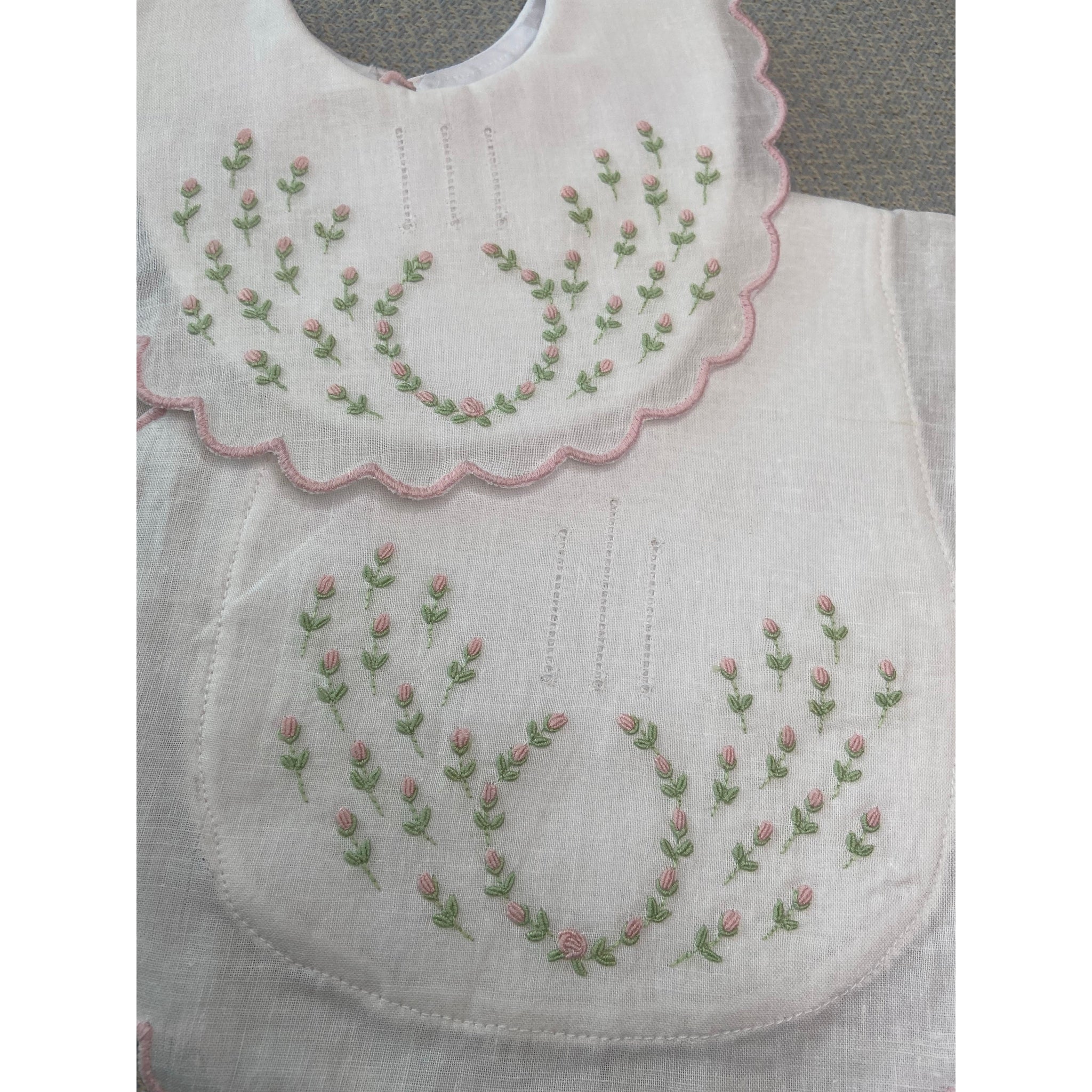 Hand Embroidered Burp + Bib Set