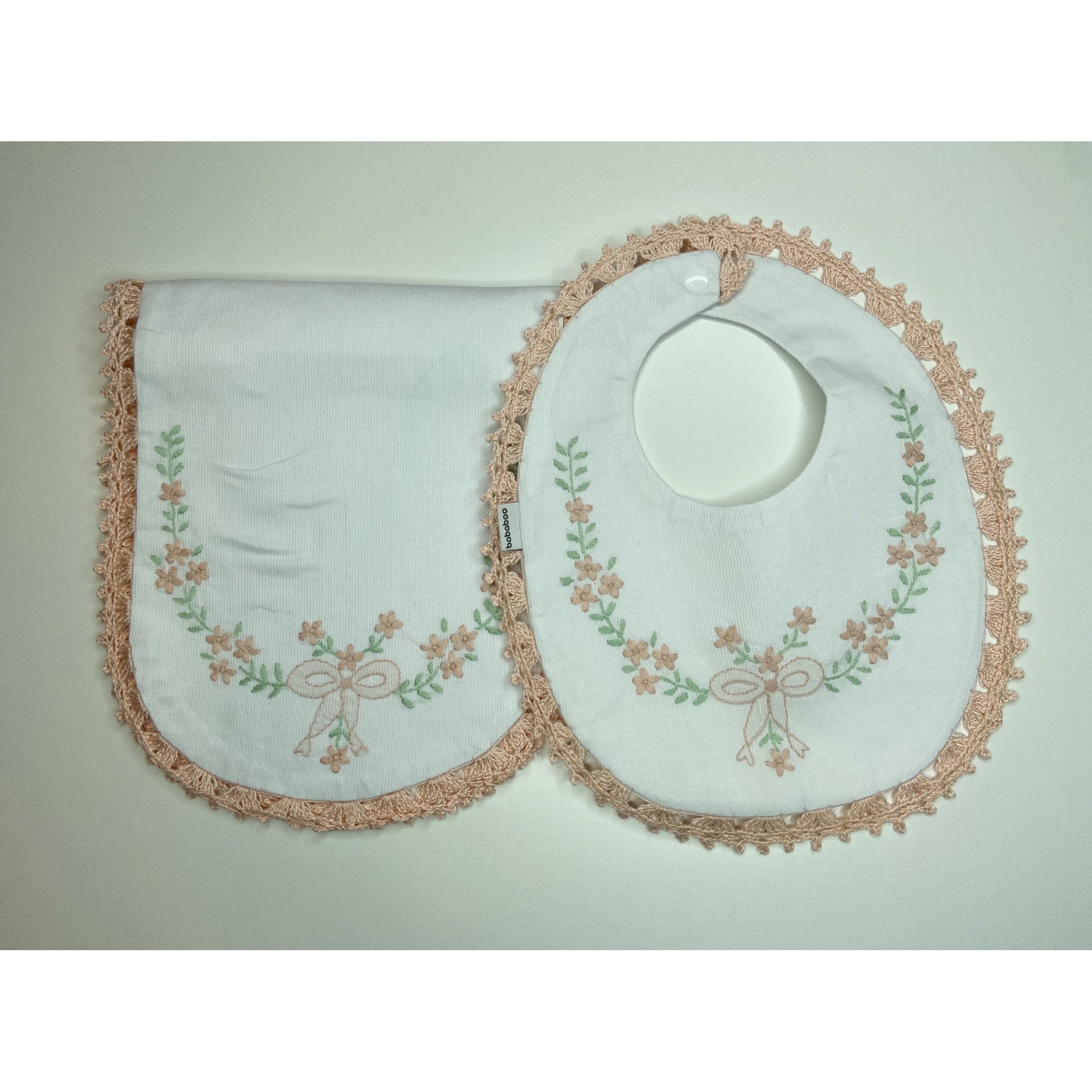 Hand Embroidered Burp & Bib Set