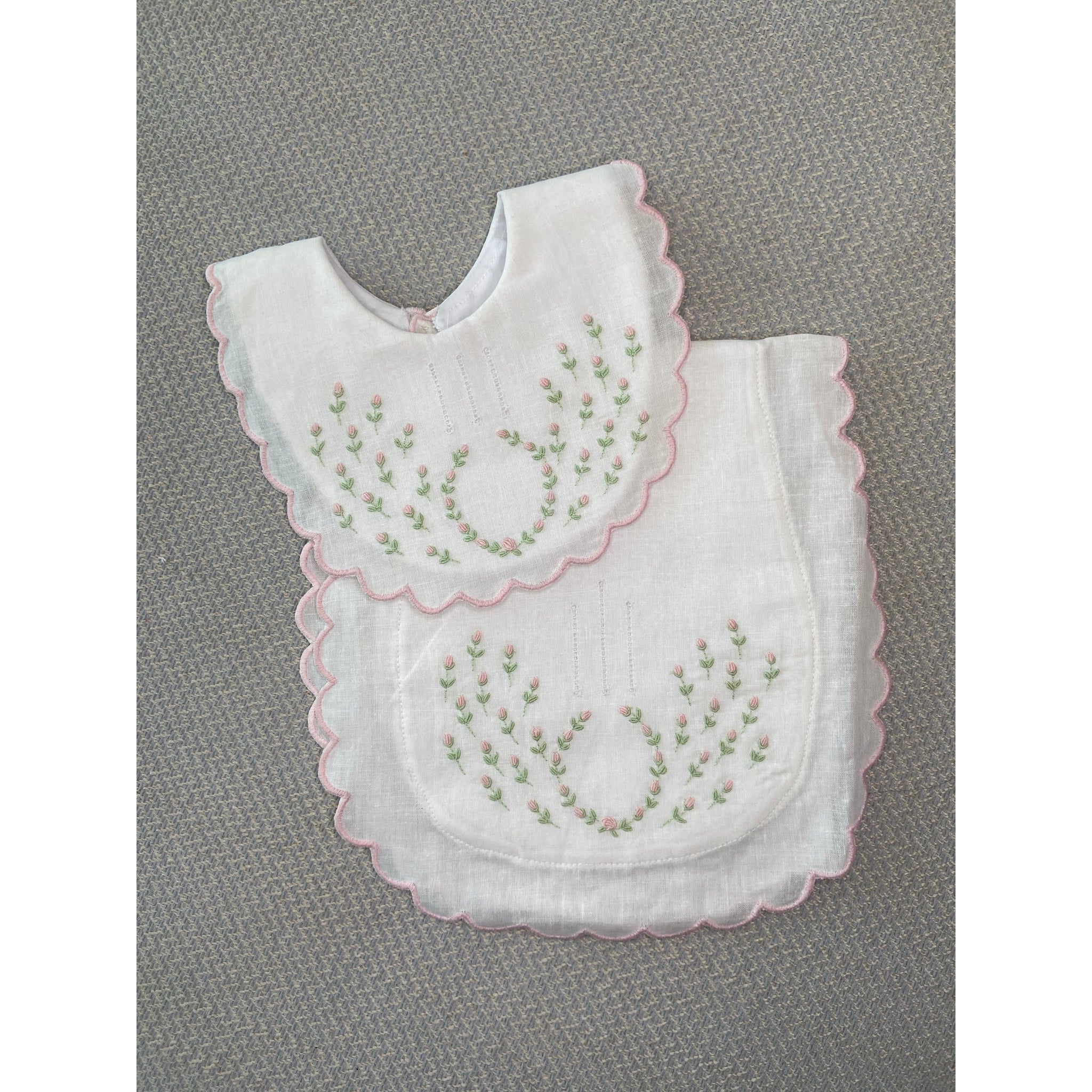 Hand Embroidered Burp + Bib Set