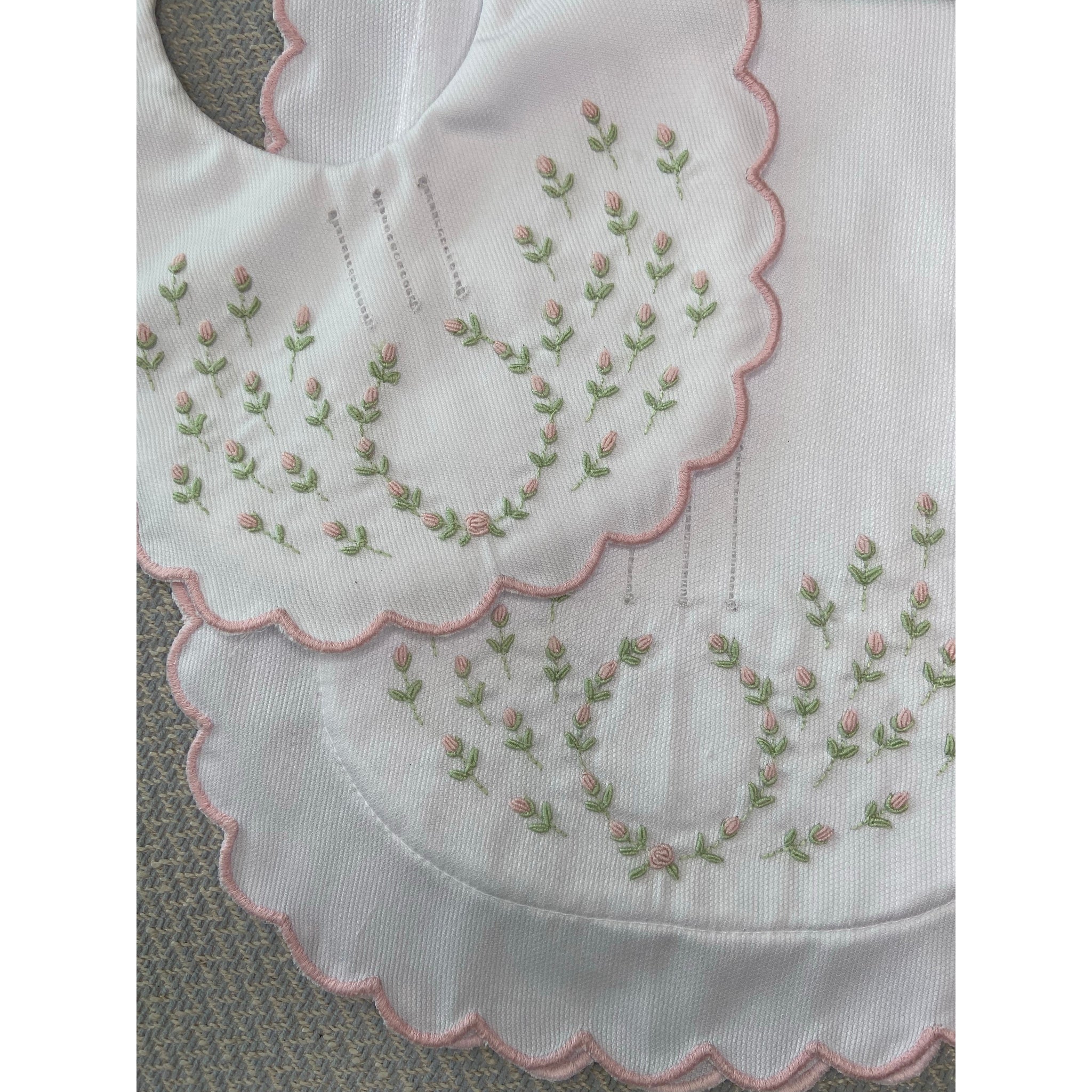 Hand Embroidered Burp + Bib Set