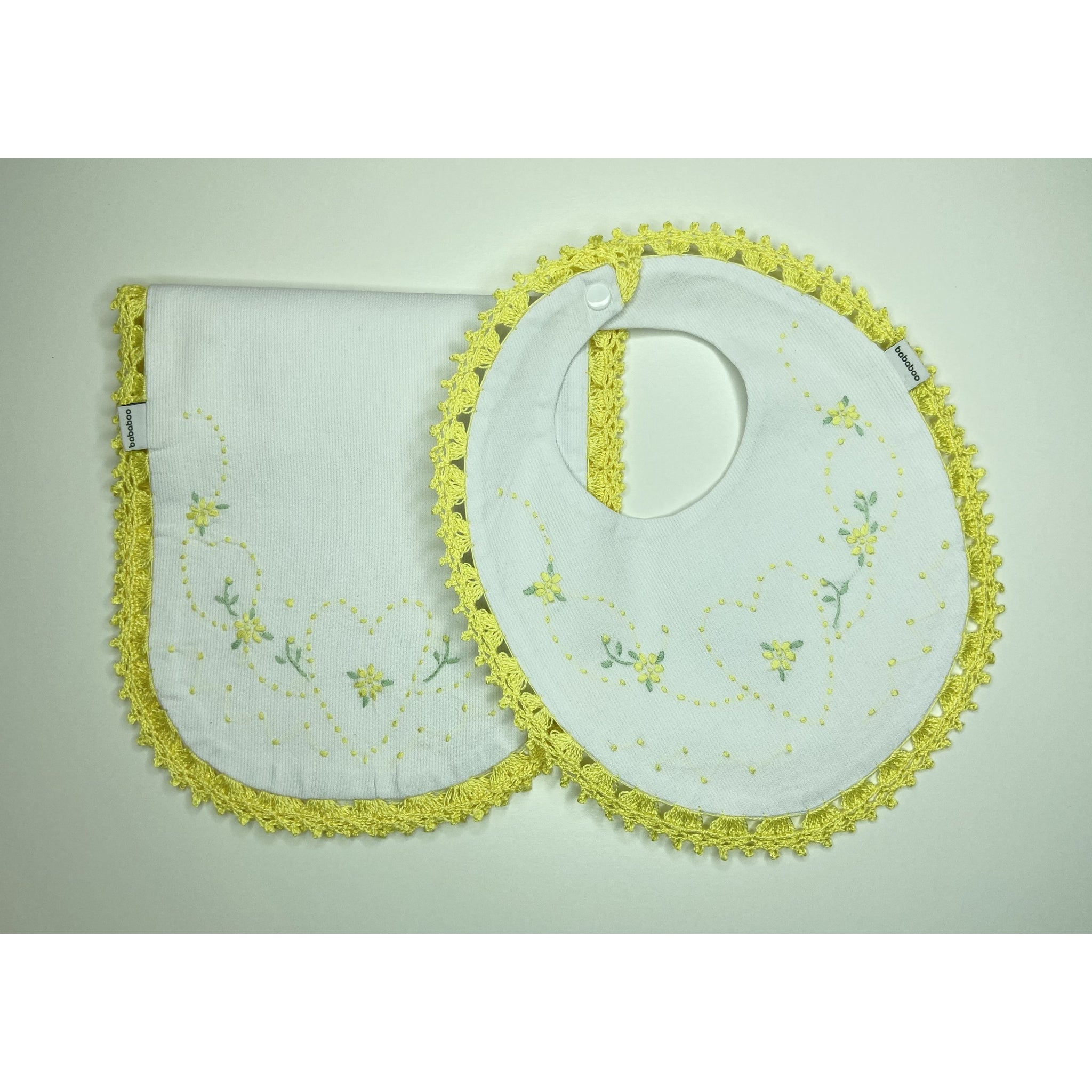 Hand Embroidered Burp & Bib Set